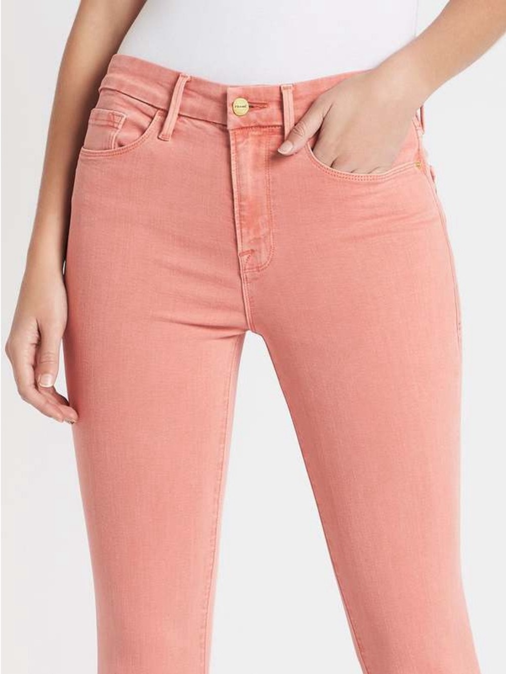 Frame Le Crop Mini Boot Jeans Size 25 Peony Pink High Rise Stretch Denim LCMB790 - Picture 2 of 15